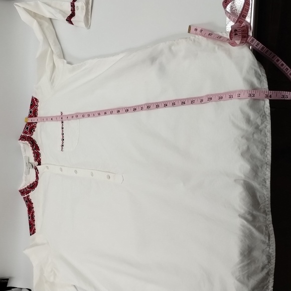 J. Crew women's medium tunic/mini dress popover long sleeve embroidered blue red - Picture 11 of 11